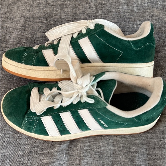 Adidas Campus Green and White Suede Sneakers - Women’s Size 8 - Picture 2 of 6